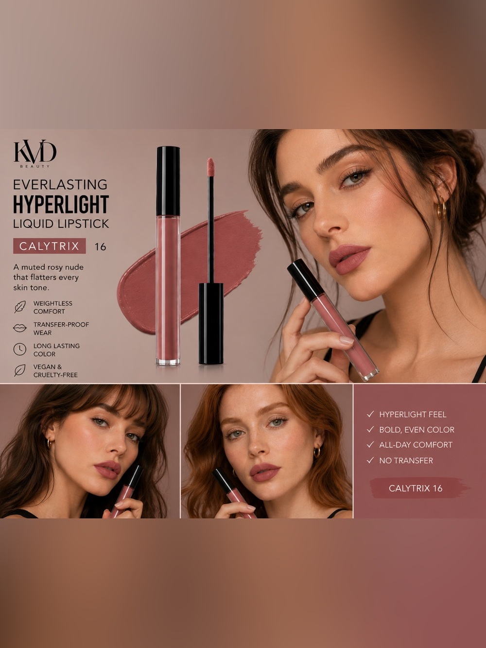 KVD Beauty Everlasting Hyperlight Liquid Lipstick — Calytrix (Muted Rosy Nude)
